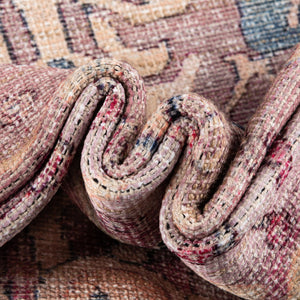 Washable Pink 7' 10 x 10' Nostalgia Rectangle Area Rug Easy to Clean Stain Resistant & Durable Polyester Chenille Vintage Distressed Carpet for Sale at Rug Engine