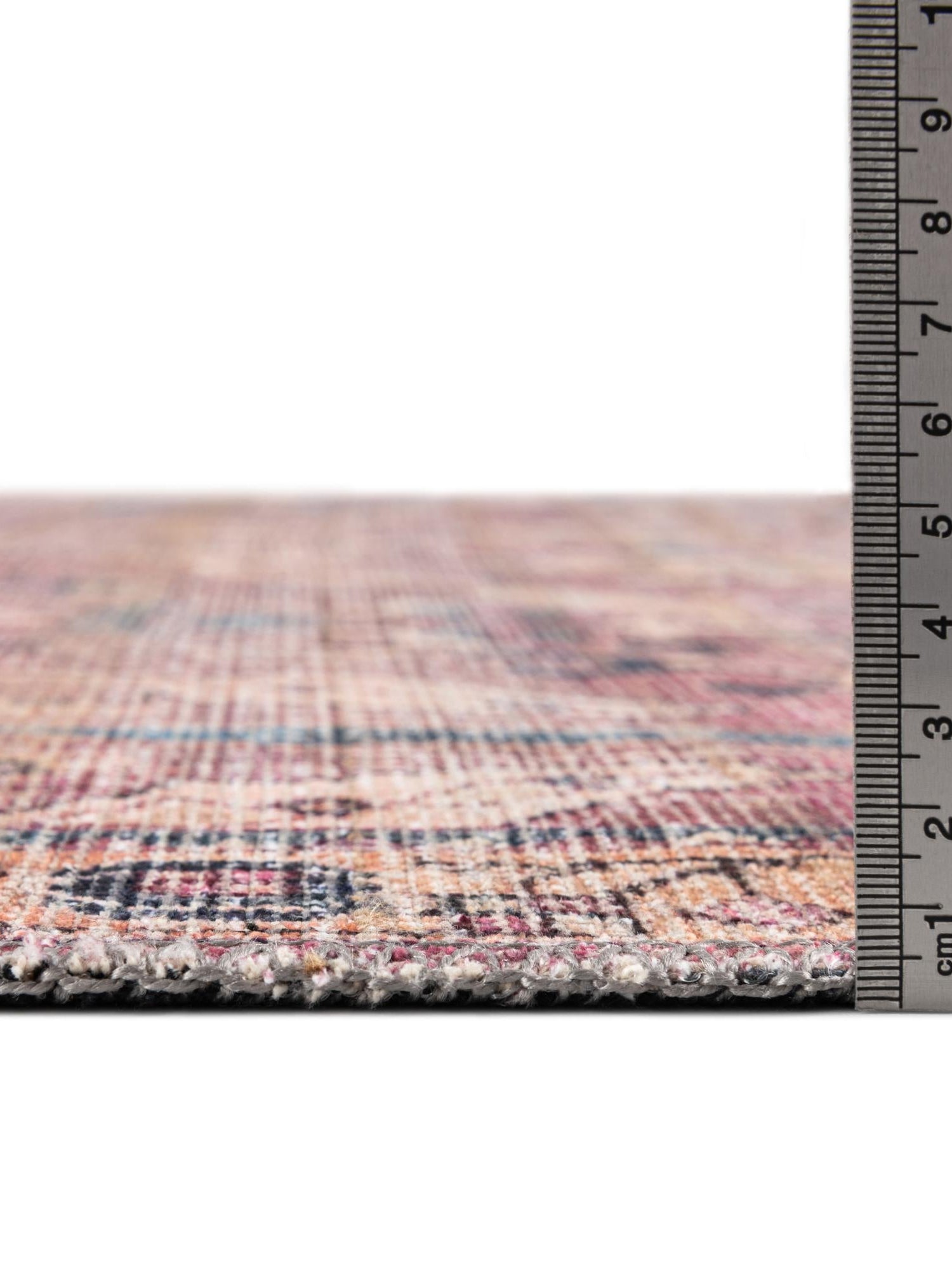 Washable Pink 7' 10 x 7' 10 Nostalgia Octagon Area Rug Easy to Clean Stain Resistant & Durable Polyester Chenille Vintage Distressed Carpet for Sale at Rug Engine