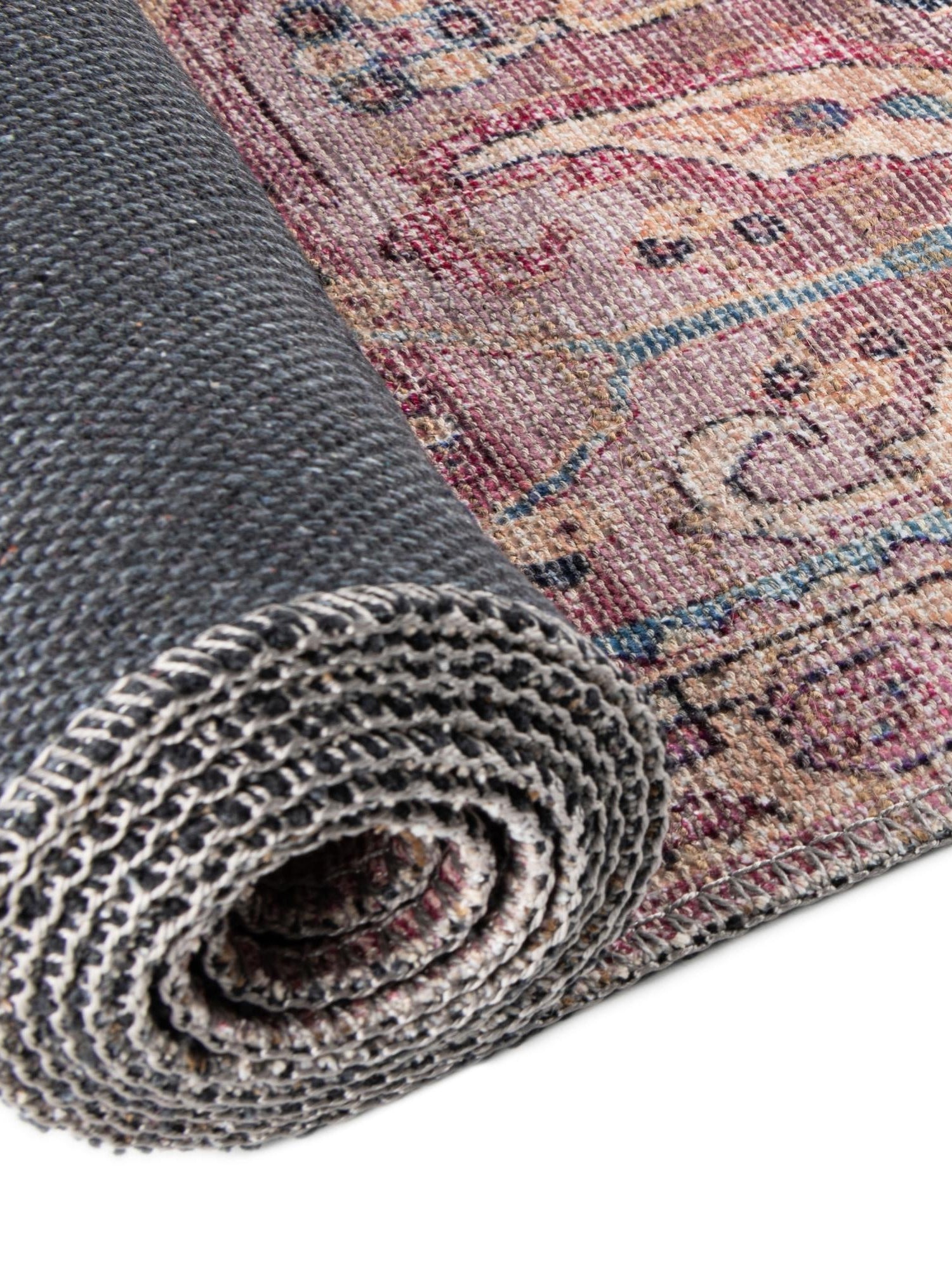 Washable Pink 7' 10 x 7' 10 Nostalgia Octagon Area Rug Easy to Clean Stain Resistant & Durable Polyester Chenille Vintage Distressed Carpet for Sale at Rug Engine