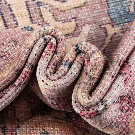 Washable Pink 2' x 6' 1 Nostalgia Runner Area Rug Easy to Clean Stain Resistant & Durable Polyester Chenille Vintage Distressed Carpet for Sale at Rug Engine