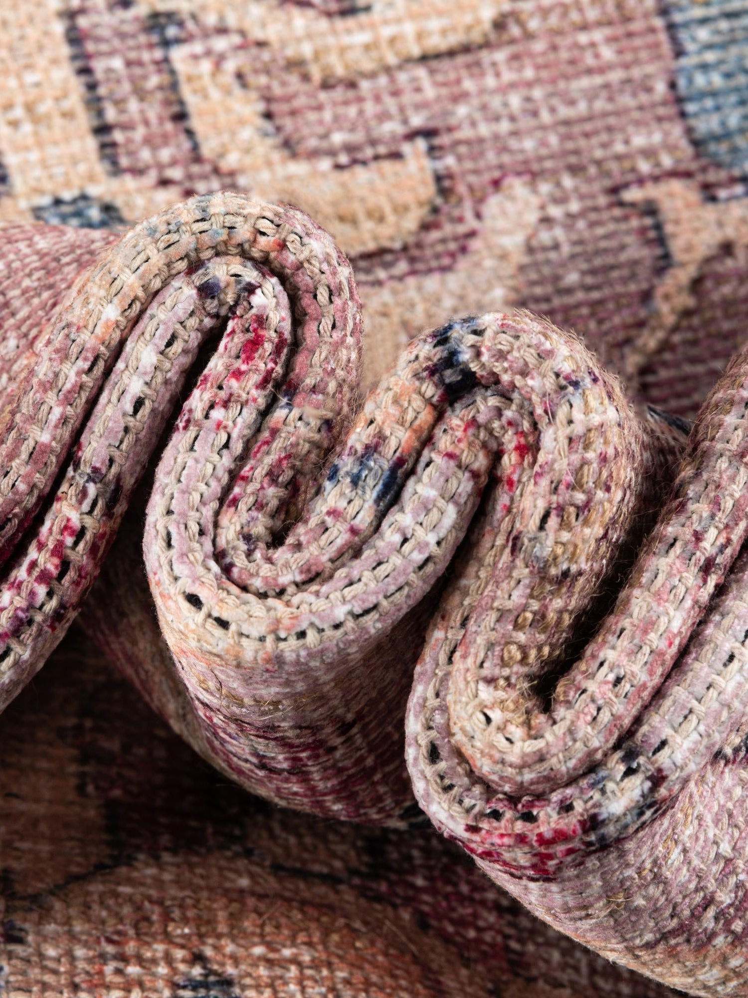 Washable Pink 2' 7 x 14' 1 Nostalgia Runner Area Rug Easy to Clean Stain Resistant & Durable Polyester Chenille Vintage Distressed Carpet for Sale at Rug Engine