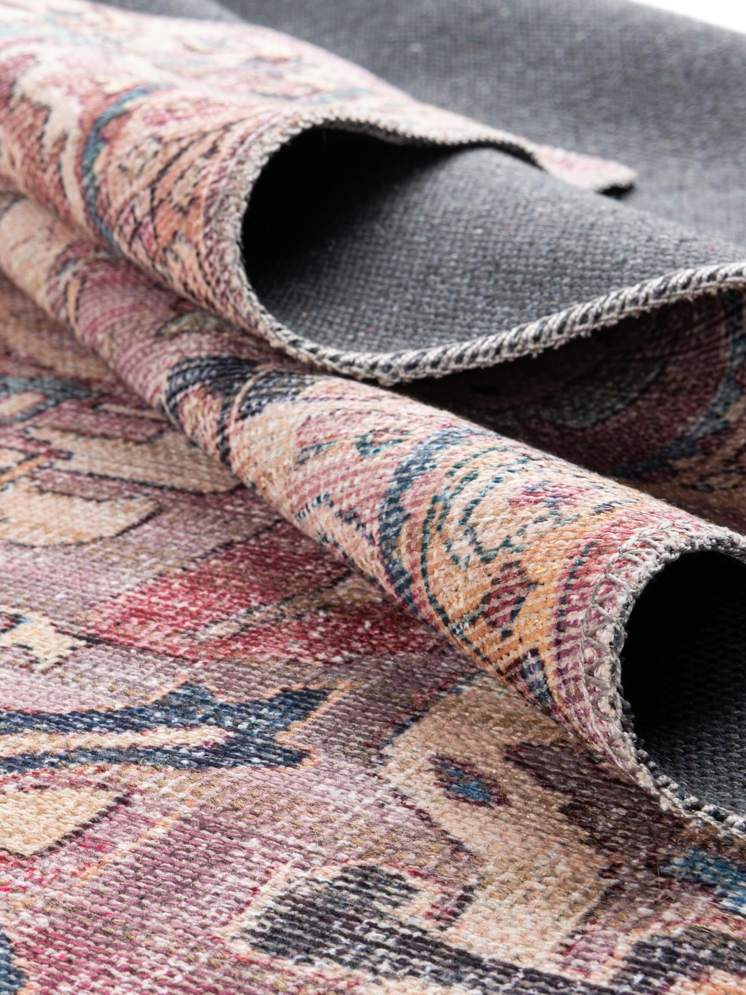 Washable Pink 2' 7 x 14' 1 Nostalgia Runner Area Rug Easy to Clean Stain Resistant & Durable Polyester Chenille Vintage Distressed Carpet for Sale at Rug Engine