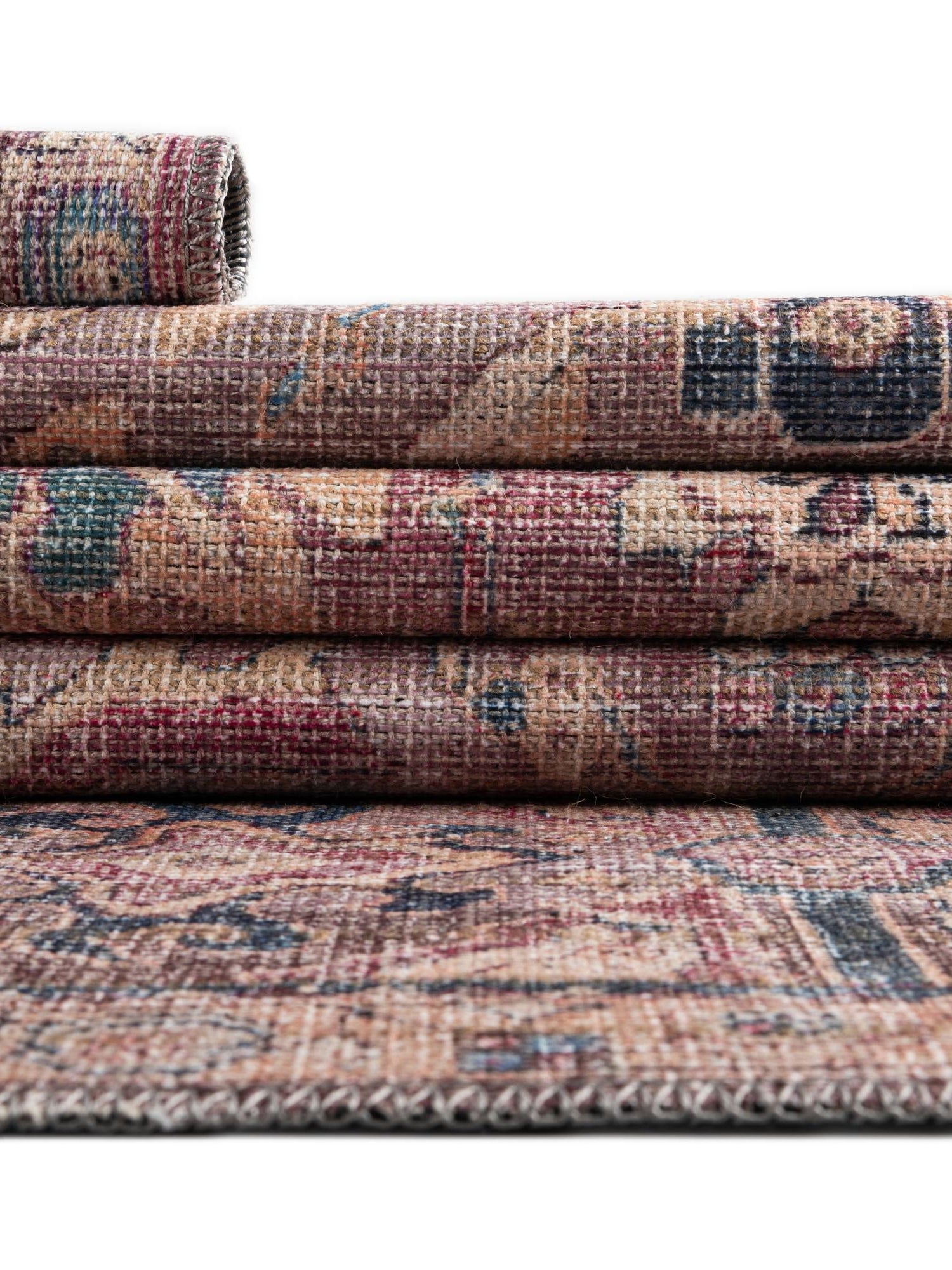 Washable Pink 2' x 6' 1 Nostalgia Runner Area Rug Easy to Clean Stain Resistant & Durable Polyester Chenille Vintage Distressed Carpet for Sale at Rug Engine