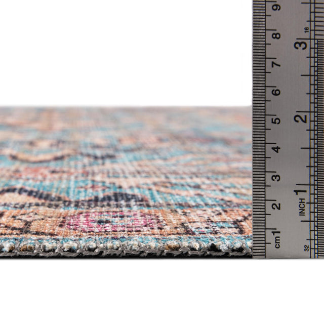 Washable Blue 7' 10 x 10' Nostalgia Rectangle Area Rug Easy to Clean Stain Resistant & Durable Polyester Chenille Vintage Distressed Carpet for Sale at Rug Engine