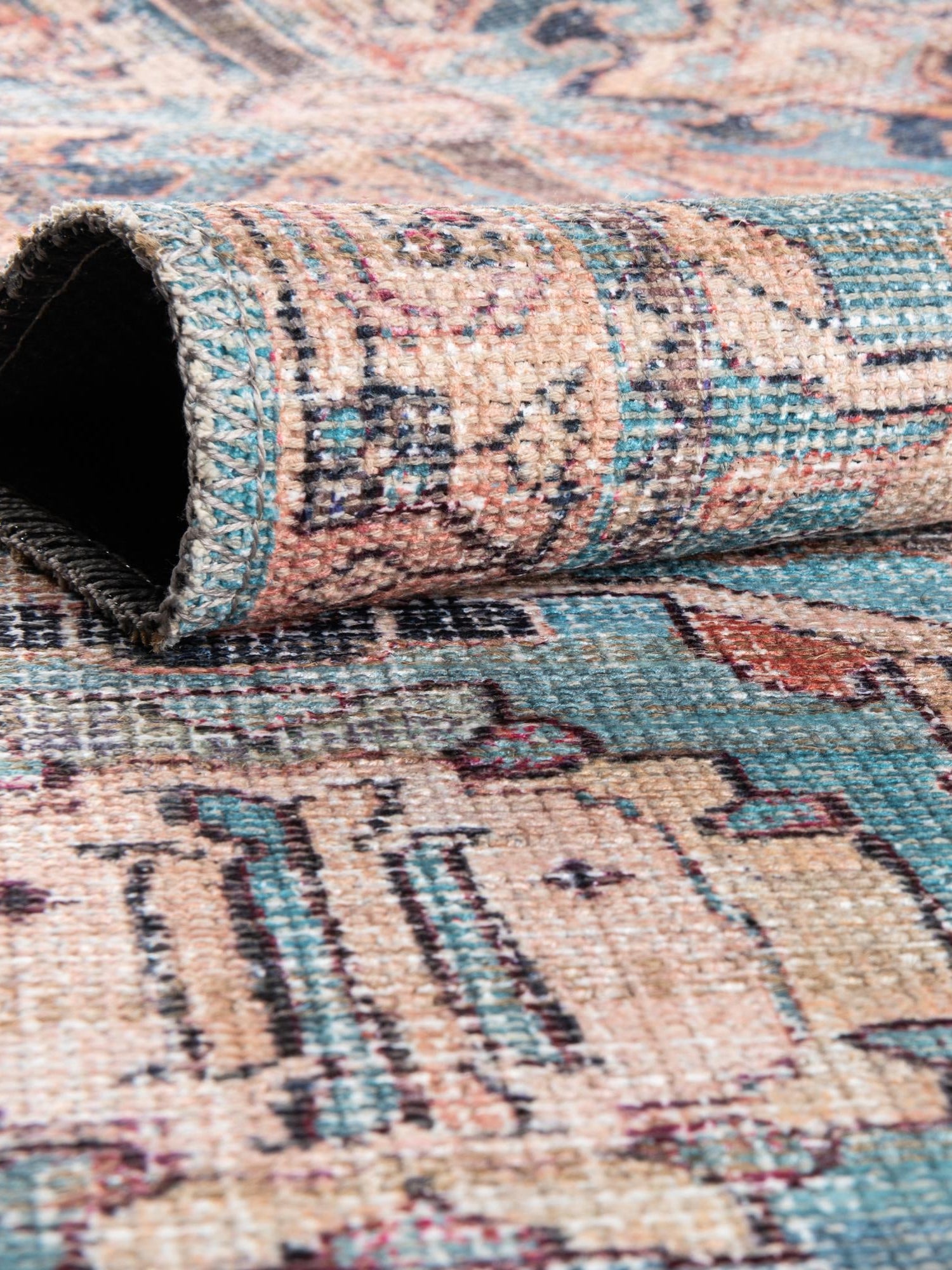 Washable Blue 2' x 3' 1 Nostalgia Rectangle Area Rug Easy to Clean Stain Resistant & Durable Polyester Chenille Vintage Distressed Carpet for Sale at Rug Engine
