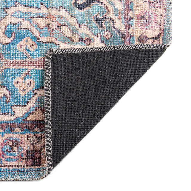 Washable Blue 7' 3 x 10' Nostalgia Rectangle Area Rug Easy to Clean Stain Resistant & Durable Polyester Chenille Vintage Distressed Carpet for Sale at Rug Engine
