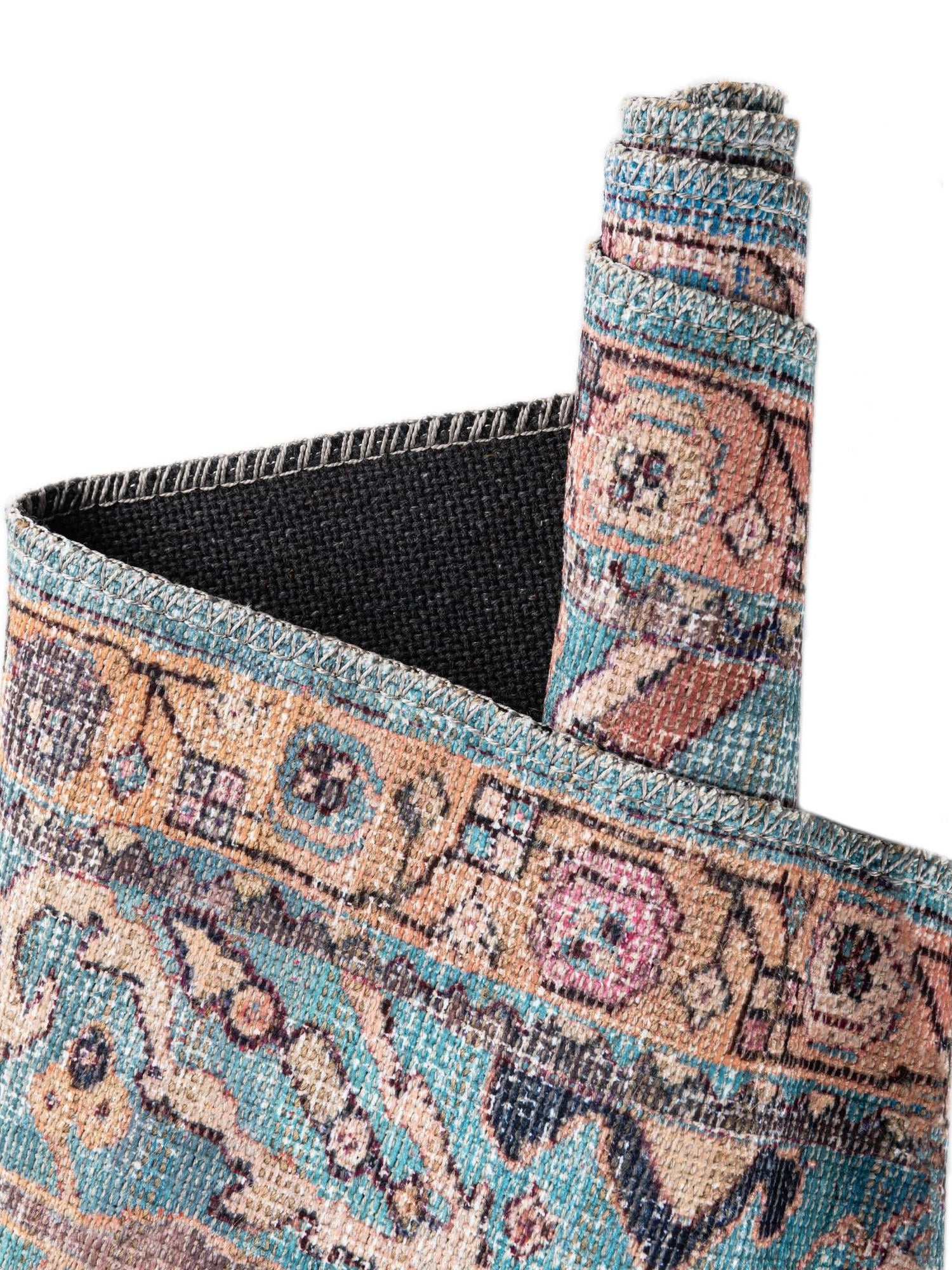 Washable Blue 6' 1 x 9' Nostalgia Rectangle Area Rug Easy to Clean Stain Resistant & Durable Polyester Chenille Vintage Distressed Carpet for Sale at Rug Engine