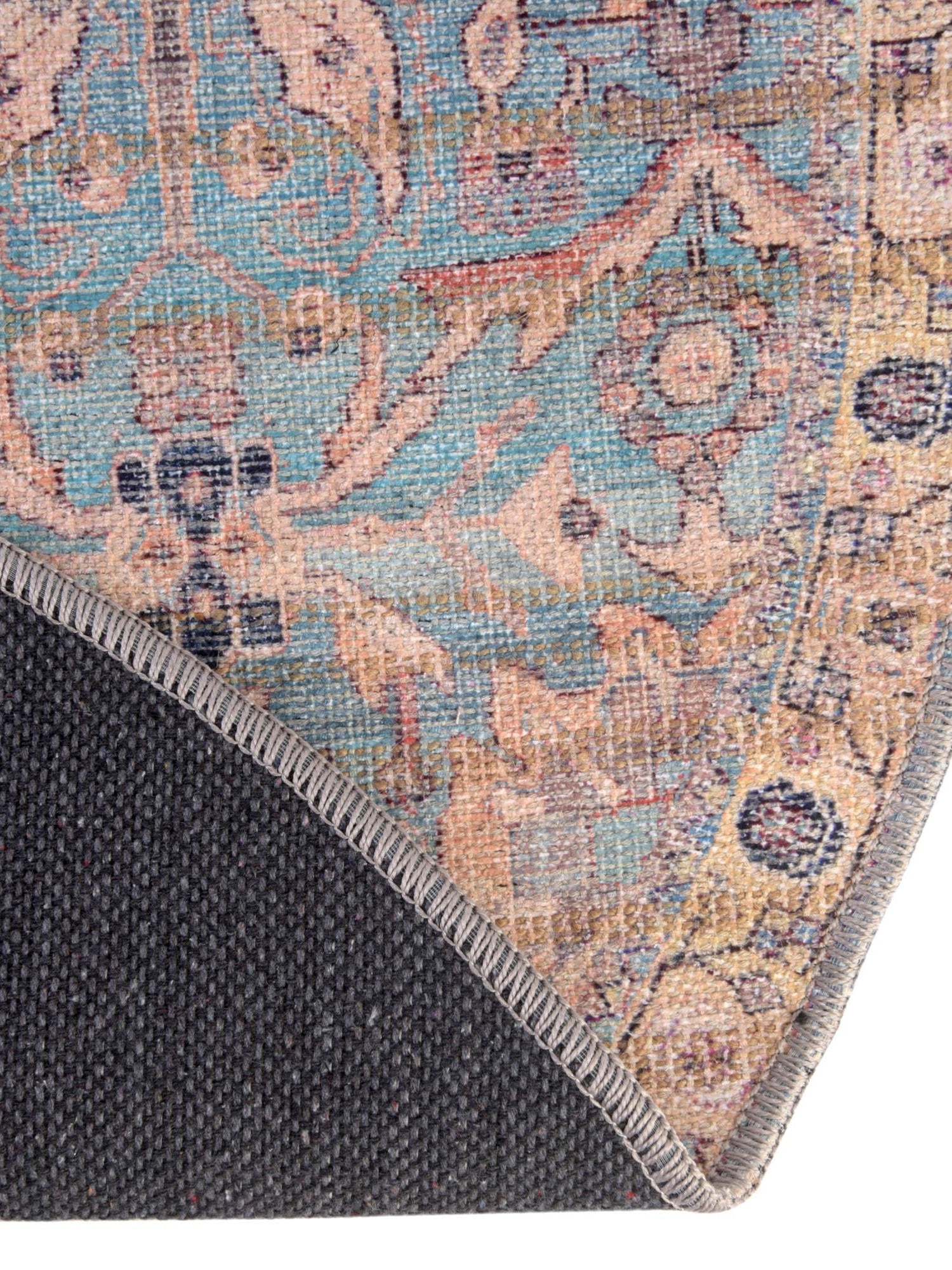 Washable Blue 5' 3 x 8' Nostalgia Oval Area Rug Easy to Clean Stain Resistant & Durable Polyester Chenille Vintage Distressed Carpet for Sale at Rug Engine