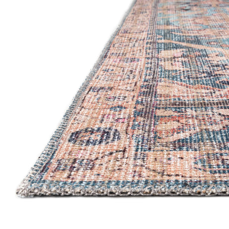 Washable Blue 7' 10 x 7' 10 Nostalgia Octagon Area Rug Easy to Clean Stain Resistant & Durable Polyester Chenille Vintage Distressed Carpet for Sale at Rug Engine