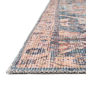 Washable Blue 2' 7 x 12' Nostalgia Runner Area Rug Easy to Clean Stain Resistant & Durable Polyester Chenille Vintage Distressed Carpet for Sale at Rug Engine