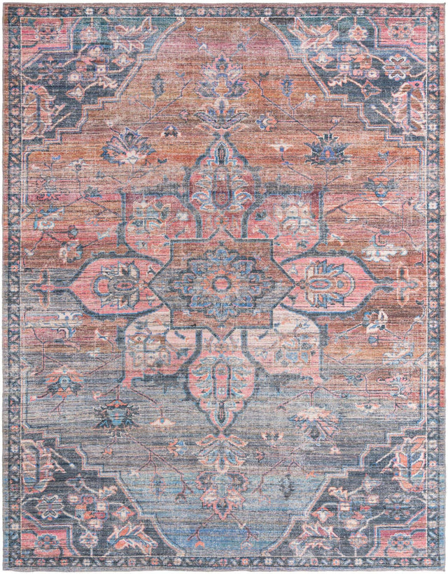 Washable Multicolor 9' 2 x 12' Nostalgia Rectangle Area Rug Easy to Clean Stain Resistant & Durable Polyester Chenille Vintage Distressed Carpet for Sale at Rug Engine
