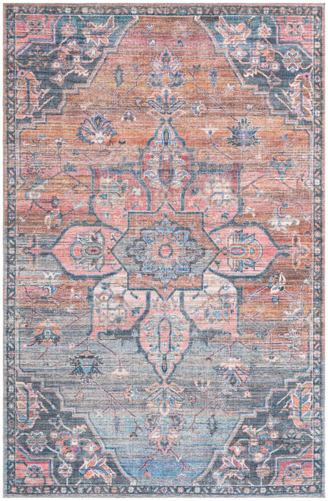 Washable Multicolor 6' 1 x 9' Nostalgia Rectangle Area Rug Easy to Clean Stain Resistant & Durable Polyester Chenille Vintage Distressed Carpet for Sale at Rug Engine