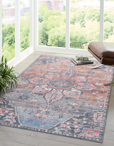 Multicolor 4' x 6' Nostalgia Washable Rectangle Rug