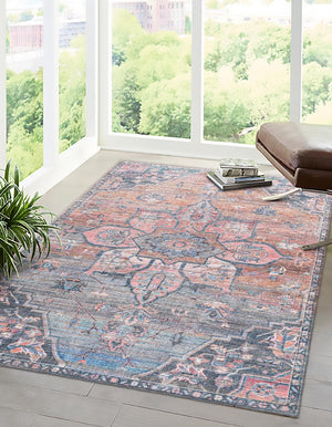 Washable Multicolor 7' 10 x 10' Nostalgia Rectangle Area Rug Easy to Clean Stain Resistant & Durable Polyester Chenille Vintage Distressed Carpet for Sale at Rug Engine