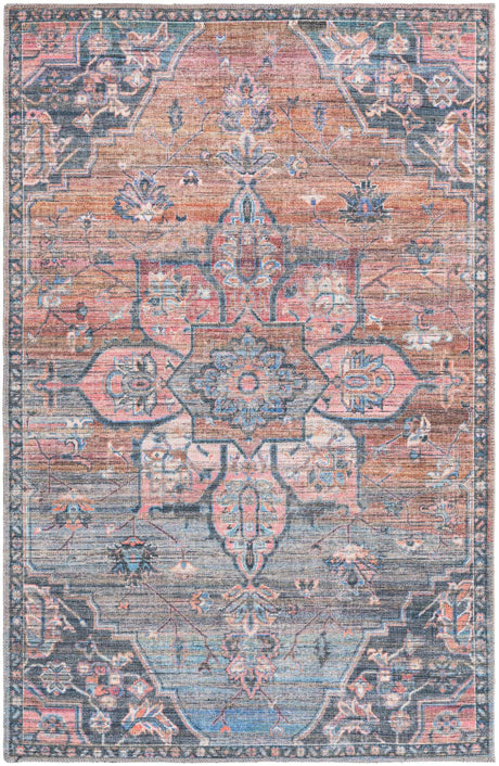 Multicolor 4' x 6' Nostalgia Washable Rectangle Rug