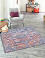 Washable Multicolor 7' 10 x 7' 10 Nostalgia Square Area Rug Easy to Clean Stain Resistant & Durable Polyester Chenille Vintage Distressed Carpet for Sale at Rug Engine