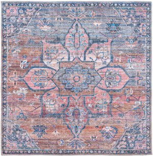 Washable Multicolor 5' 3 x 5' 3 Nostalgia Square Area Rug Easy to Clean Stain Resistant & Durable Polyester Chenille Vintage Distressed Carpet for Sale at Rug Engine