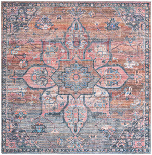 Washable Multicolor 7' 10 x 7' 10 Nostalgia Square Area Rug Easy to Clean Stain Resistant & Durable Polyester Chenille Vintage Distressed Carpet for Sale at Rug Engine