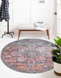 Washable Multicolor 4' 1 x 4' 1 Nostalgia Round Area Rug Easy to Clean Stain Resistant & Durable Polyester Chenille Vintage Distressed Carpet for Sale at Rug Engine