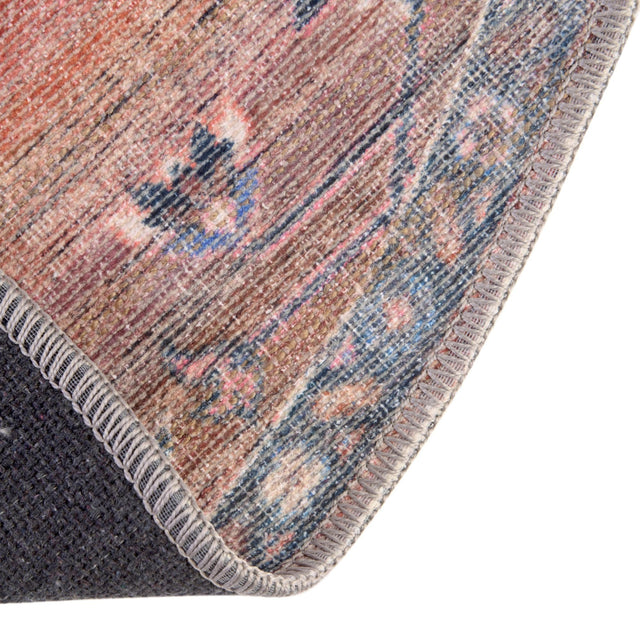 Washable Multicolor 4' 1 x 4' 1 Nostalgia Round Area Rug Easy to Clean Stain Resistant & Durable Polyester Chenille Vintage Distressed Carpet for Sale at Rug Engine