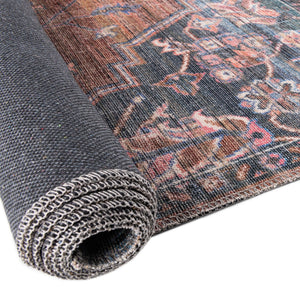 Washable Multicolor 4' 1 x 4' 1 Nostalgia Round Area Rug Easy to Clean Stain Resistant & Durable Polyester Chenille Vintage Distressed Carpet for Sale at Rug Engine