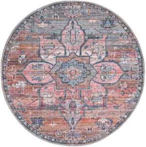 Washable Multicolor 4' 1 x 4' 1 Nostalgia Round Area Rug Easy to Clean Stain Resistant & Durable Polyester Chenille Vintage Distressed Carpet for Sale at Rug Engine