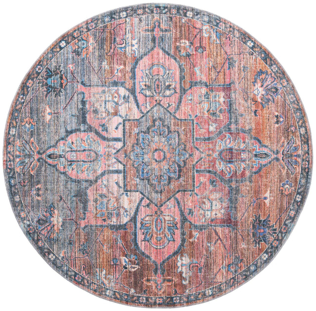 Washable Multicolor 7' 10 x 7' 10 Nostalgia Round Area Rug Easy to Clean Stain Resistant & Durable Polyester Chenille Vintage Distressed Carpet for Sale at Rug Engine