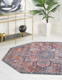 Washable Multicolor 5' 3 x 5' 3 Nostalgia Octagon Area Rug Easy to Clean Stain Resistant & Durable Polyester Chenille Vintage Distressed Carpet for Sale at Rug Engine