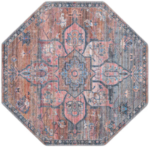 Washable Multicolor 5' 3 x 5' 3 Nostalgia Octagon Area Rug Easy to Clean Stain Resistant & Durable Polyester Chenille Vintage Distressed Carpet for Sale at Rug Engine