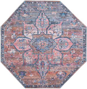 Washable Multicolor 7' 10 x 7' 10 Nostalgia Octagon Area Rug Easy to Clean Stain Resistant & Durable Polyester Chenille Vintage Distressed Carpet for Sale at Rug Engine