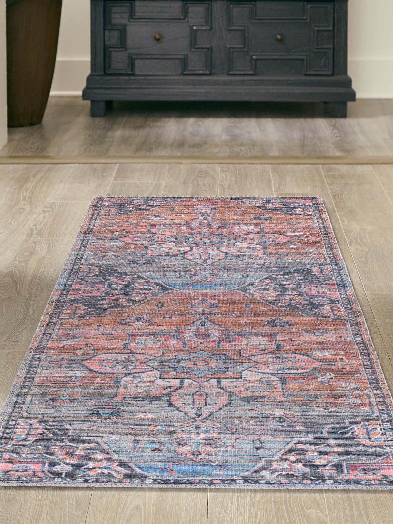 Washable Multicolor 2' 7 x 14' 1 Nostalgia Runner Area Rug Easy to Clean Stain Resistant & Durable Polyester Chenille Vintage Distressed Carpet for Sale at Rug Engine