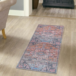 Washable Multicolor 2' x 6' 1 Nostalgia Runner Area Rug Easy to Clean Stain Resistant & Durable Polyester Chenille Vintage Distressed Carpet for Sale at Rug Engine