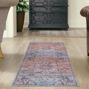 Washable Multicolor 2' x 6' 1 Nostalgia Runner Area Rug Easy to Clean Stain Resistant & Durable Polyester Chenille Vintage Distressed Carpet for Sale at Rug Engine
