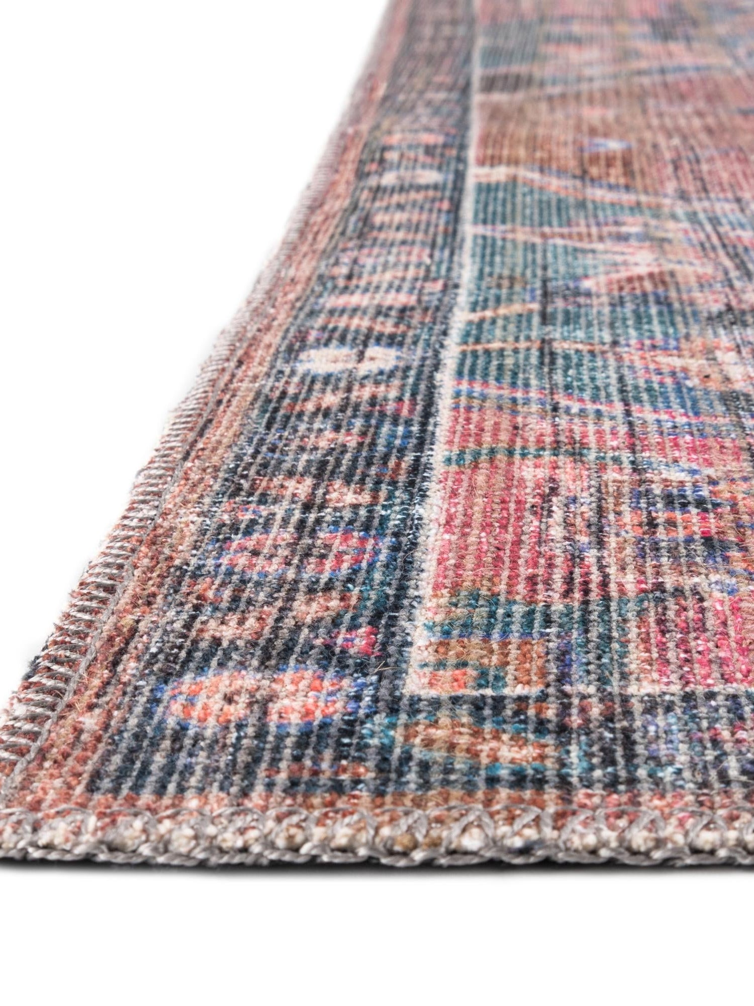 Washable Multicolor 2' x 8' Nostalgia Runner Area Rug Easy to Clean Stain Resistant & Durable Polyester Chenille Vintage Distressed Carpet for Sale at Rug Engine