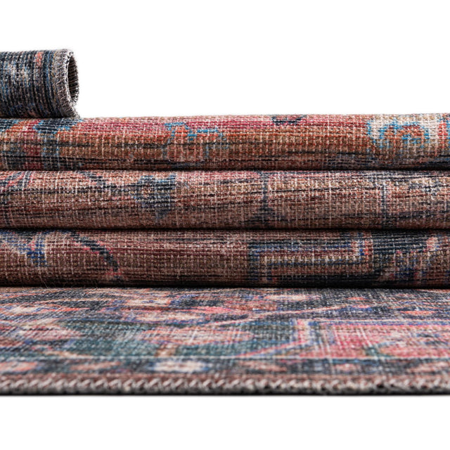 Washable Multicolor 2' x 6' 1 Nostalgia Runner Area Rug Easy to Clean Stain Resistant & Durable Polyester Chenille Vintage Distressed Carpet for Sale at Rug Engine