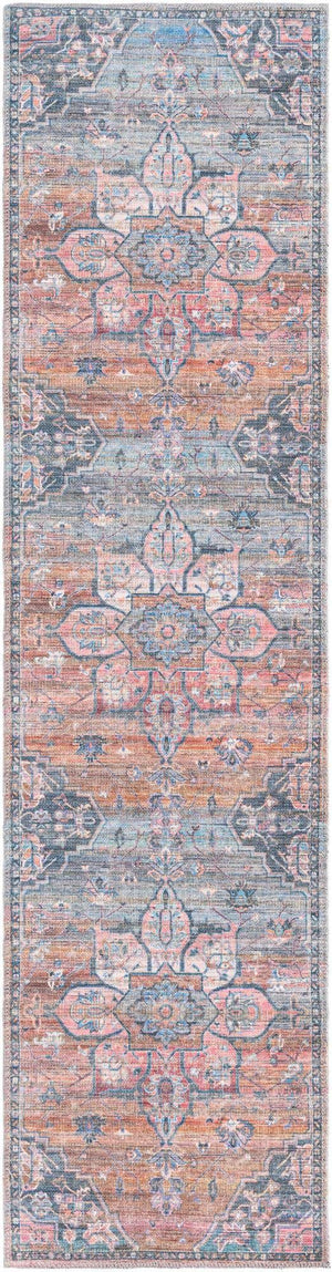 Washable Multicolor 2' x 8' Nostalgia Runner Area Rug Easy to Clean Stain Resistant & Durable Polyester Chenille Vintage Distressed Carpet for Sale at Rug Engine