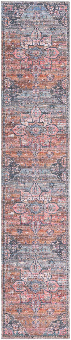 Washable Multicolor 2' x 10' Nostalgia Runner Area Rug Easy to Clean Stain Resistant & Durable Polyester Chenille Vintage Distressed Carpet for Sale at Rug Engine