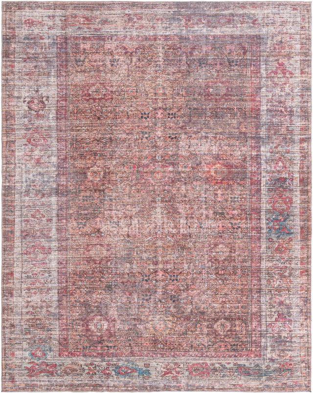 Washable Rust Red and Brown 10' 6 x 13' 1 Nostalgia Rectangle Area Rug Easy to Clean Stain Resistant & Durable Polyester Chenille Vintage Distressed Carpet for Sale at Rug Engine