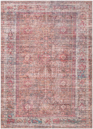 Washable Rust Red and Brown 7' 3 x 10' Nostalgia Rectangle Area Rug Easy to Clean Stain Resistant & Durable Polyester Chenille Vintage Distressed Carpet for Sale at Rug Engine