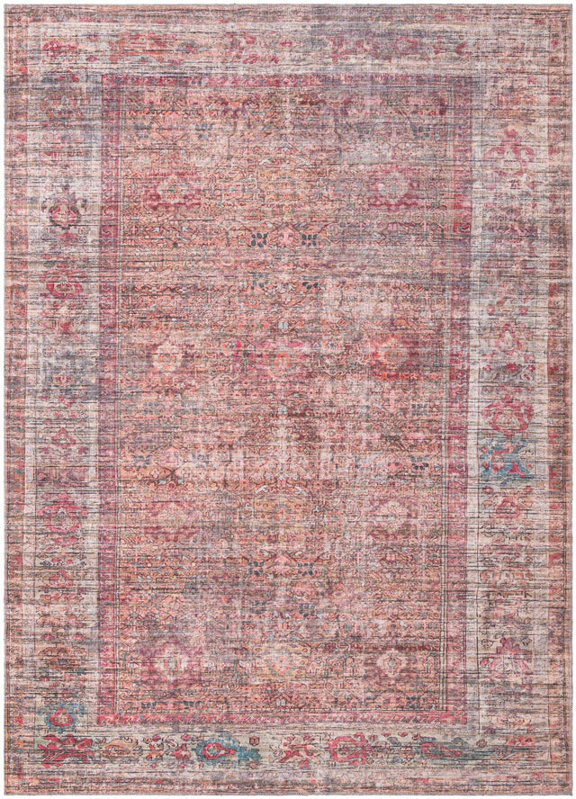 Washable Rust Red and Brown 7' 3 x 10' Nostalgia Rectangle Area Rug Easy to Clean Stain Resistant & Durable Polyester Chenille Vintage Distressed Carpet for Sale at Rug Engine