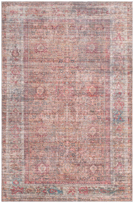 Washable Rust Red and Brown 6' 1 x 9' Nostalgia Rectangle Area Rug Easy to Clean Stain Resistant & Durable Polyester Chenille Vintage Distressed Carpet for Sale at Rug Engine