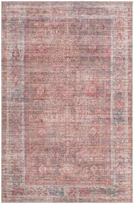 Washable Rust Red and Brown 5' 3 x 8' Nostalgia Rectangle Area Rug Easy to Clean Stain Resistant & Durable Polyester Chenille Vintage Distressed Carpet for Sale at Rug Engine