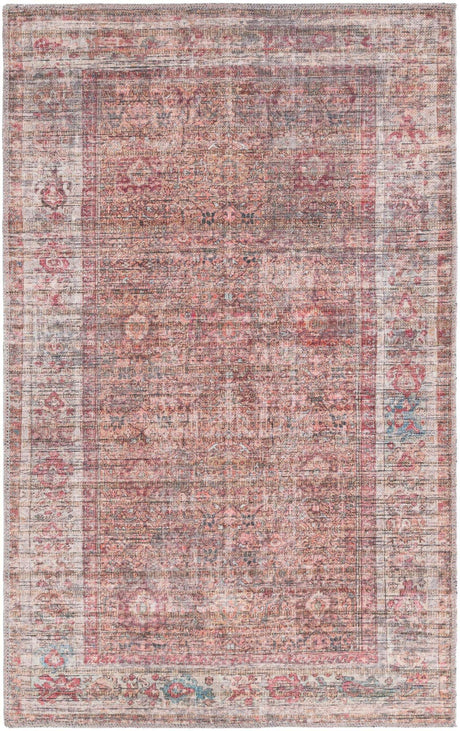 Washable Rust Red and Brown 3' 3 x 5' 3 Nostalgia Rectangle Area Rug Easy to Clean Stain Resistant & Durable Polyester Chenille Vintage Distressed Carpet for Sale at Rug Engine