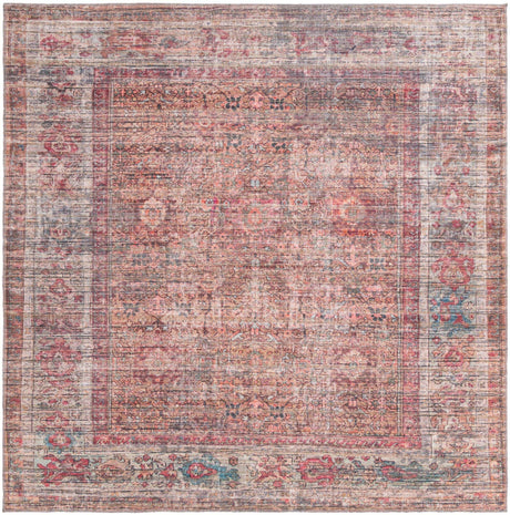 Washable Rust Red and Brown 7' 10 x 7' 10 Nostalgia Square Area Rug Easy to Clean Stain Resistant & Durable Polyester Chenille Vintage Distressed Carpet for Sale at Rug Engine