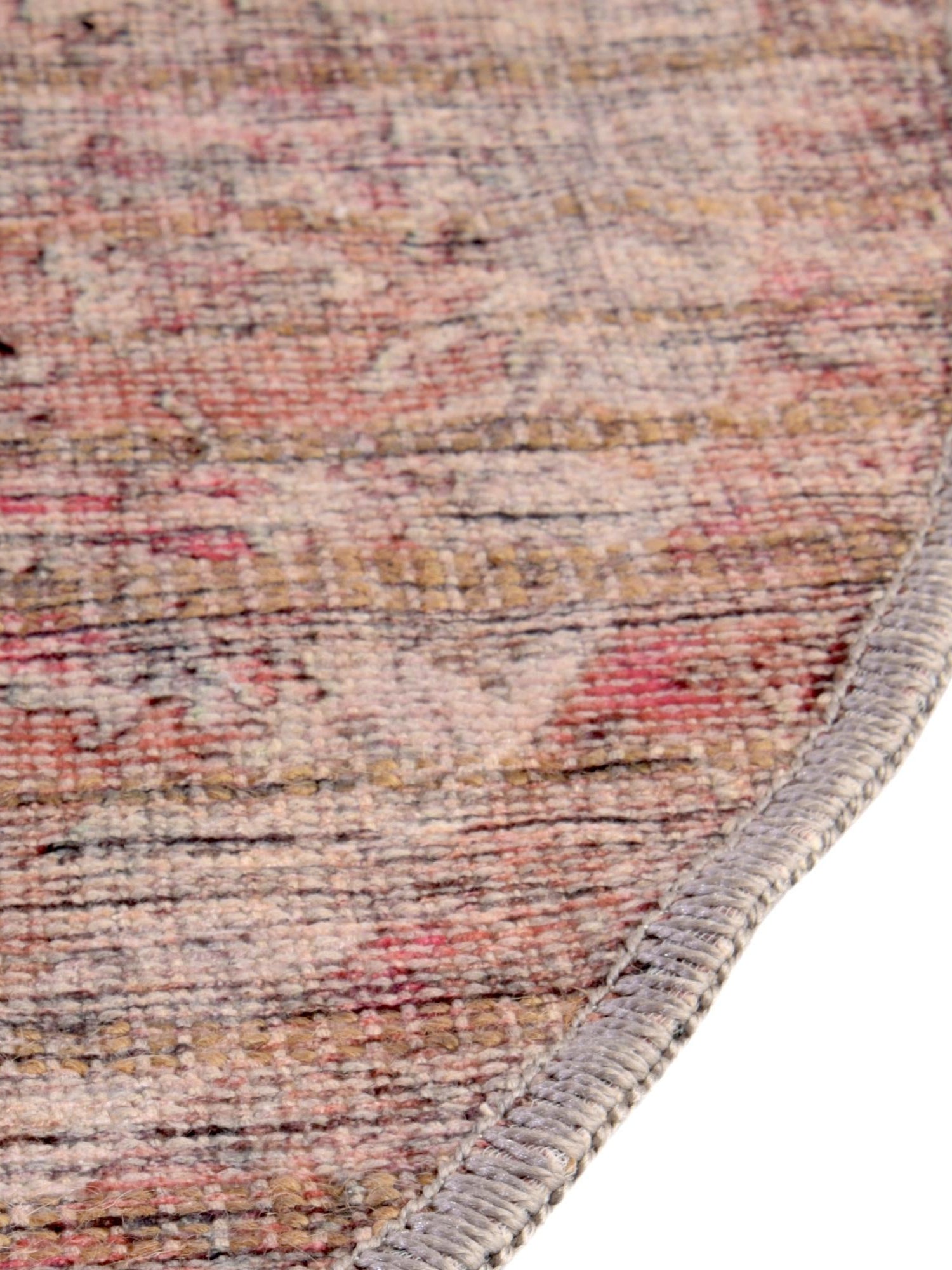 Washable Rust Red and Brown 3' 3 x 3' 3 Nostalgia Round Area Rug Easy to Clean Stain Resistant & Durable Polyester Chenille Vintage Distressed Carpet for Sale at Rug Engine