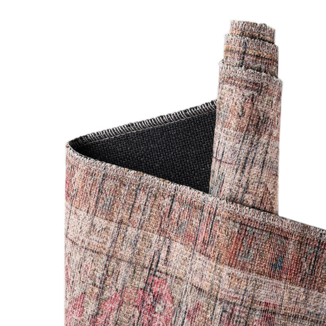 Washable Rust Red and Brown 5' 3 x 5' 3 Nostalgia Octagon Area Rug Easy to Clean Stain Resistant & Durable Polyester Chenille Vintage Distressed Carpet for Sale at Rug Engine