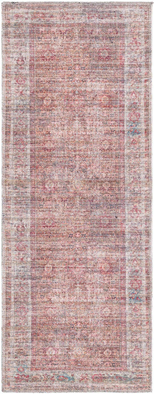 Washable Rust Red and Brown 2' x 5' 1 Nostalgia Runner Area Rug Easy to Clean Stain Resistant & Durable Polyester Chenille Vintage Distressed Carpet for Sale at Rug Engine