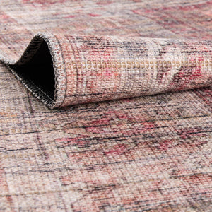 Washable Rust Red and Brown 2' 7 x 14' 1 Nostalgia Runner Area Rug Easy to Clean Stain Resistant & Durable Polyester Chenille Vintage Distressed Carpet for Sale at Rug Engine