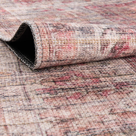 Washable Rust Red and Brown 2' 7 x 14' 1 Nostalgia Runner Area Rug Easy to Clean Stain Resistant & Durable Polyester Chenille Vintage Distressed Carpet for Sale at Rug Engine