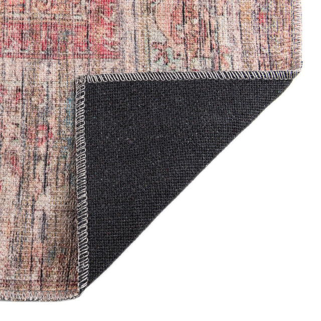 Washable Rust Red and Brown 2' 7 x 14' 1 Nostalgia Runner Area Rug Easy to Clean Stain Resistant & Durable Polyester Chenille Vintage Distressed Carpet for Sale at Rug Engine